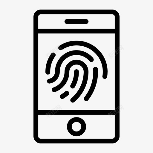 指纹手机安全图标svg_新图网 https://ixintu.com 安全 手机 指纹 智能手机 智能手机轮廓