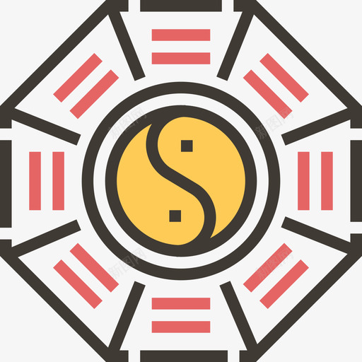 阴阳农历新年六黄影图标svg_新图网 https://ixintu.com 农历新年六 阴阳 黄影