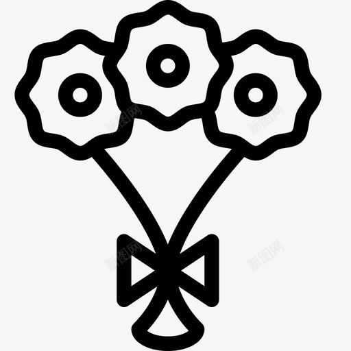 鲜花束新鲜图标svg_新图网 https://ixintu.com 新鲜 束 生日线图标 礼物 结 鲜花