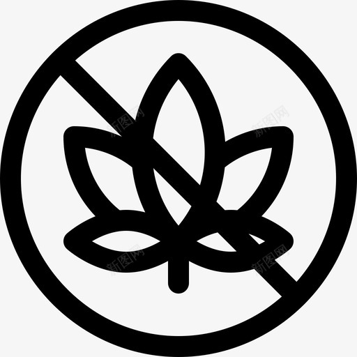 没有毒品信号和禁令直线的图标svg_新图网 https://ixintu.com 信号和禁令 没有毒品 直线的