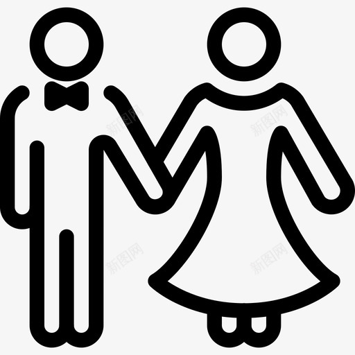 结婚夫妇手举行图标svg_新图网 https://ixintu.com 举行 婚礼 手 结婚夫妇 结婚线图标