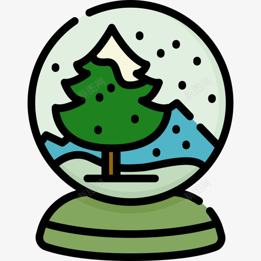 雪球圣诞玩具2线性颜色图标svg_新图网 https://ixintu.com 圣诞玩具2 线性颜色 雪球