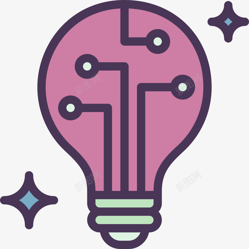 灯泡数字经济线颜色图标svg_新图网 https://ixintu.com 数字经济 灯泡 线颜色