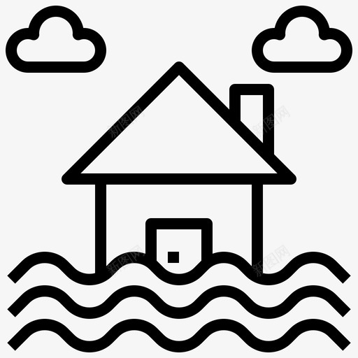 洪水海平面水图标svg_新图网 https://ixintu.com 保险 天气 水 洪水 海平面