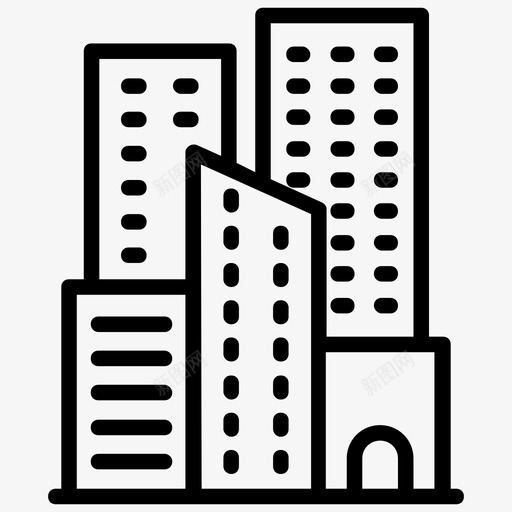 摩天大楼建筑物城市建筑图标svg_新图网 https://ixintu.com 城市建筑 城市景观 天际线 建筑物 摩天大楼 现代建筑 美国文化和地标线图标