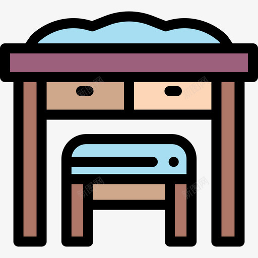 梳妆台家具53线性颜色图标svg_新图网 https://ixintu.com 家具53 梳妆台 线性颜色