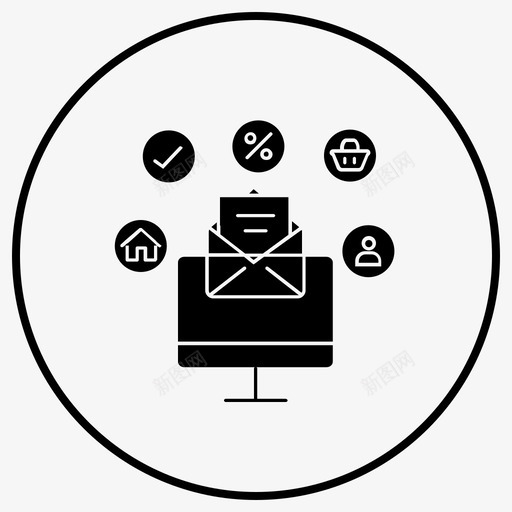 社交媒体广告广告电子邮件营销图标svg_新图网 https://ixintu.com 传播 分享 广告 推广 电子邮件营销 社交媒体广告 营销1黑色填充圈