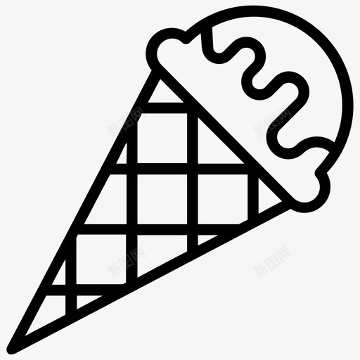 冰淇淋蛋卷冰淇淋筒玉米角图标svg_新图网 https://ixintu.com 冰淇淋 冰淇淋筒 冰淇淋蛋卷 玉米角 糖果和糖果线图标