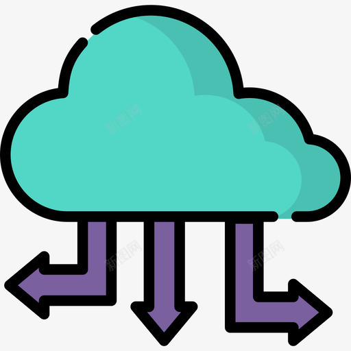 云网页和搜索引擎优化2线性颜色图标svg_新图网 https://ixintu.com 云 线性颜色 网页和搜索引擎优化2