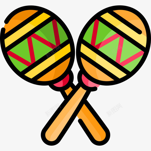 Maracas死亡日4线性颜色图标svg_新图网 https://ixintu.com Maracas 死亡日4 线性颜色