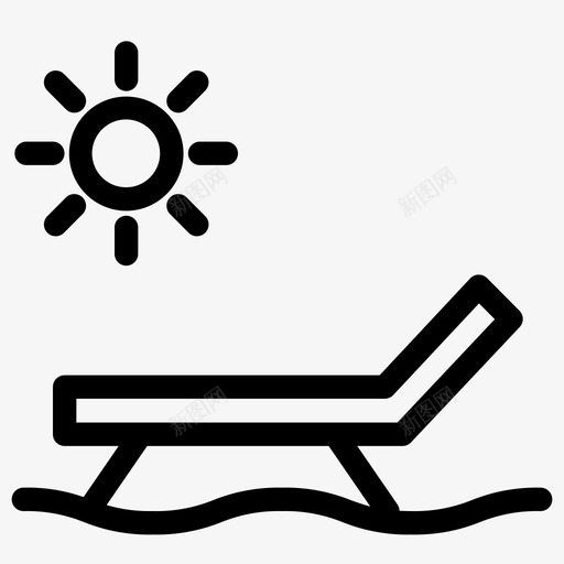 日光浴海滩假日图标svg_新图网 https://ixintu.com 假日 放松 日光浴 海滩 海滩holliday线 躺椅