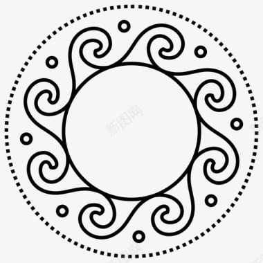 古希腊圆形图案装饰对称图标图标