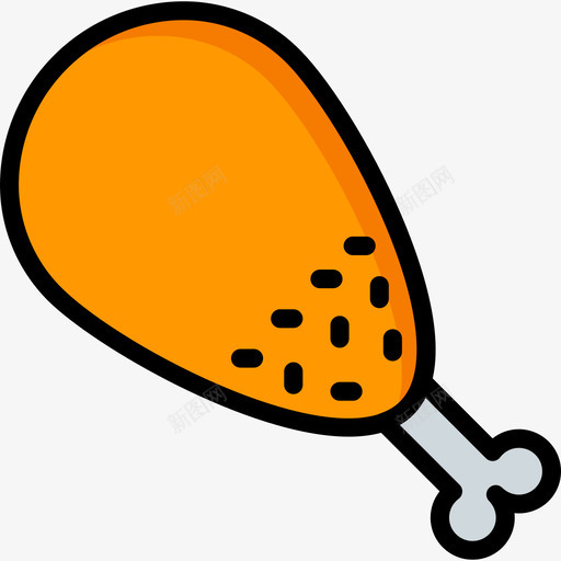 鸡腿食品和饮料19线性颜色图标svg_新图网 https://ixintu.com 线性颜色 食品和饮料19 鸡腿