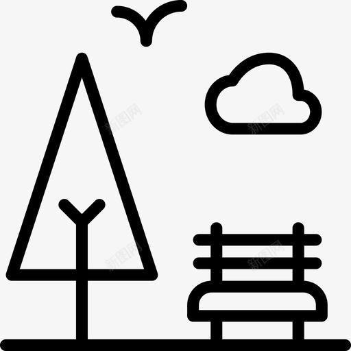 公园城市景观2线性图标svg_新图网 https://ixintu.com 公园 城市景观2 线性