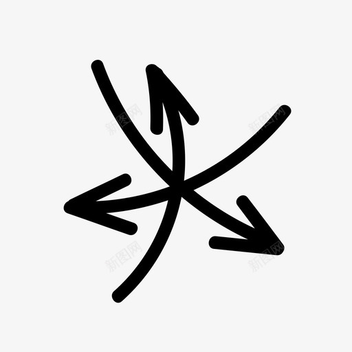 许多相交箭头方向手绘图标svg_新图网 https://ixintu.com 地图和地理 手绘 方向 纠结 许多相交箭头