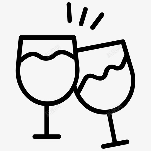 吐司酒精香槟图标svg_新图网 https://ixintu.com 吐司 干杯 新年快乐线图标 酒杯 酒精 香槟