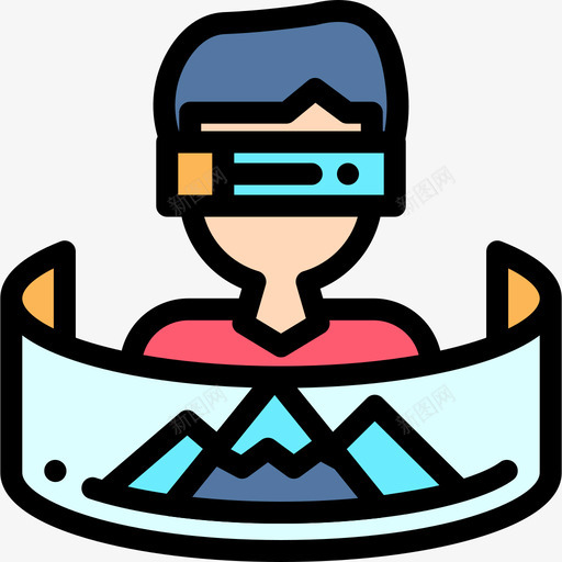 360度虚拟现实34线性颜色图标svg_新图网 https://ixintu.com 360度 线性颜色 虚拟现实34
