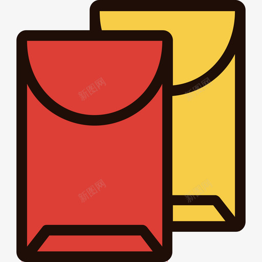 信封农历新年十五线形颜色图标svg_新图网 https://ixintu.com 信封 农历新年十五 线形颜色