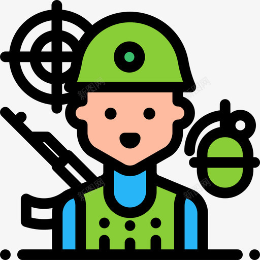 士兵职业和工作6线性颜色图标svg_新图网 https://ixintu.com 士兵 线性颜色 职业和工作6