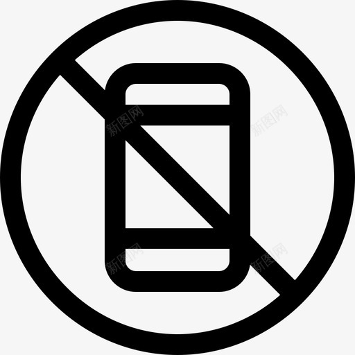 没有电话信号和禁令直线的图标svg_新图网 https://ixintu.com 信号和禁令 没有电话 直线的
