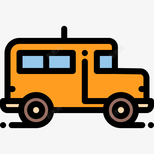校车城市元素15线条颜色图标svg_新图网 https://ixintu.com 城市元素15 校车 线条颜色