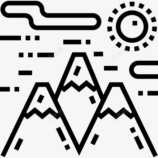 山地地理10线性图标svg_新图网 https://ixintu.com 地理10 山地 线性