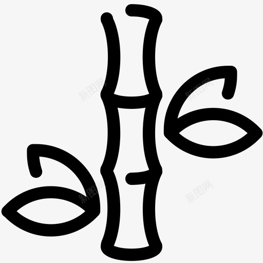 竹子绿色树叶图标svg_新图网 https://ixintu.com 天然 树叶 棒 热带 瑜伽和治疗 竹子 竹子符号 绿色