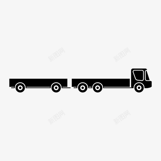 卡车运输拖车图标svg_新图网 https://ixintu.com 半拖车 卡车 平板 拖车 装载 运输 长 驱动