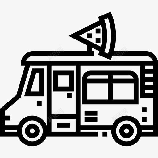 披萨车食品车3直线型图标svg_新图网 https://ixintu.com 披萨车 直线型 食品车3