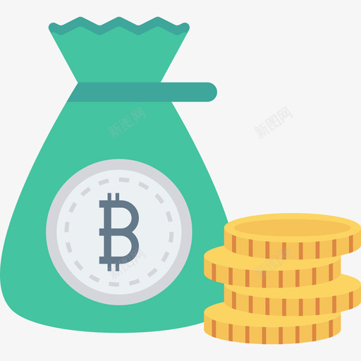 钱袋比特币区块链加密货币扁平图标svg_新图网 https://ixintu.com 扁平 比特币区块链加密货币 钱袋