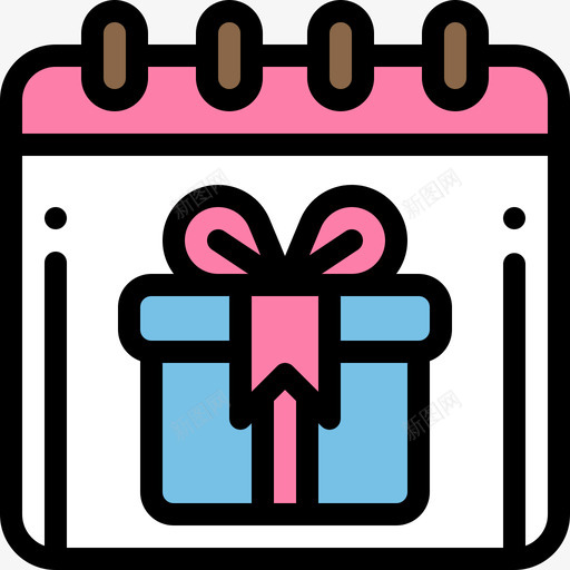 日历生日38线形颜色图标svg_新图网 https://ixintu.com 日历 生日38 线形颜色