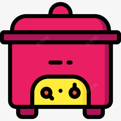 慢炖锅家用电器5件线颜色图标svg_新图网 https://ixintu.com 家用电器5件 慢炖锅 线颜色