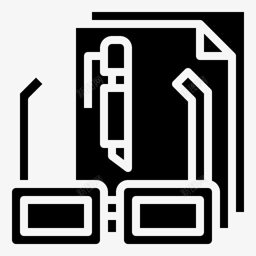 眼镜为笔商务界面图标svg_新图网 https://ixintu.com 办公文具实心 商务 报表 放大镜 界面 眼镜为笔 统计