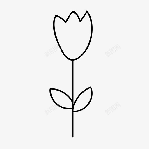 郁金香植物学花图标svg_新图网 https://ixintu.com 叶 植物学 玫瑰 自然 花 郁金香