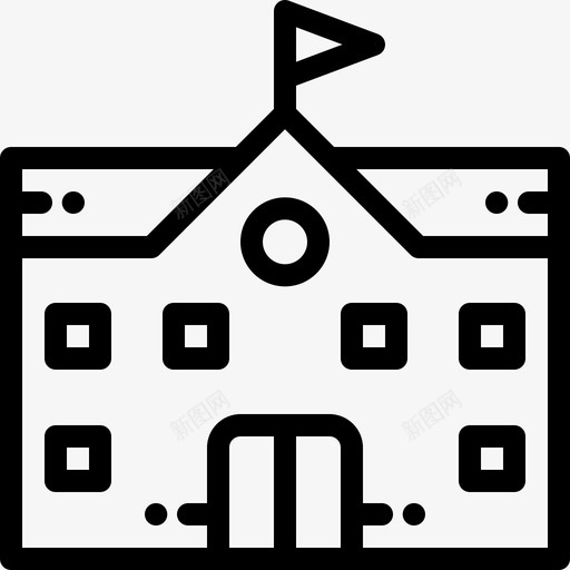 学校城市元素14线性图标svg_新图网 https://ixintu.com 城市元素14 学校 线性