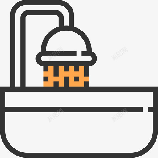 淋浴家装黄影图标svg_新图网 https://ixintu.com 家装 淋浴 黄影