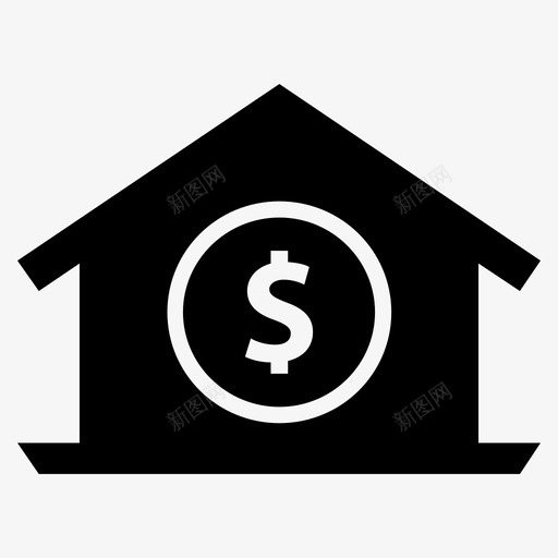 房子银行美元图标svg_新图网 https://ixintu.com 商业策略 房子 美元 银行