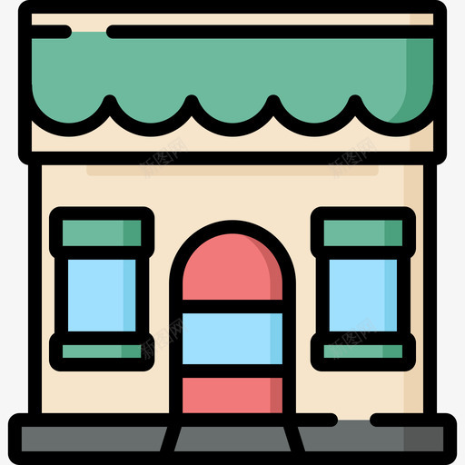 理发店市区8号线性颜色图标svg_新图网 https://ixintu.com 市区8号 理发店 线性颜色