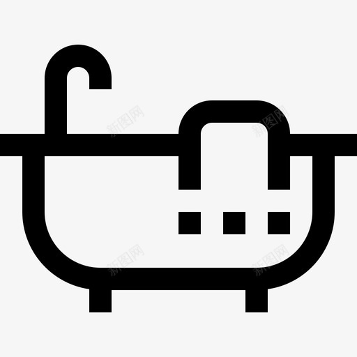 浴缸室内和家具线性图标svg_新图网 https://ixintu.com 室内和家具 浴缸 线性
