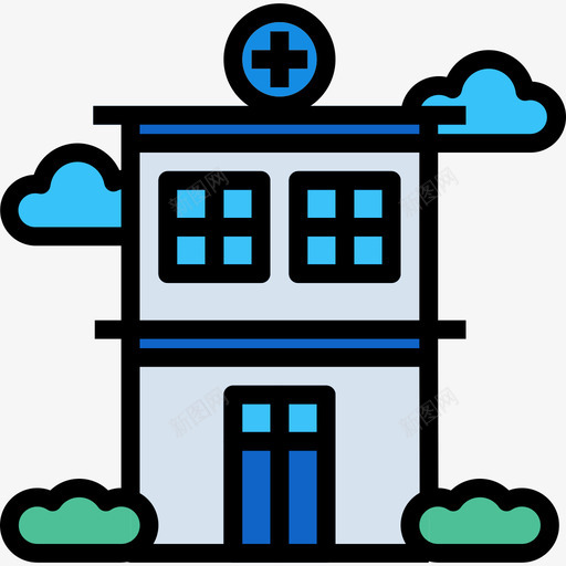 医院医疗保健2线性颜色图标svg_新图网 https://ixintu.com 医疗保健2 医院 线性颜色