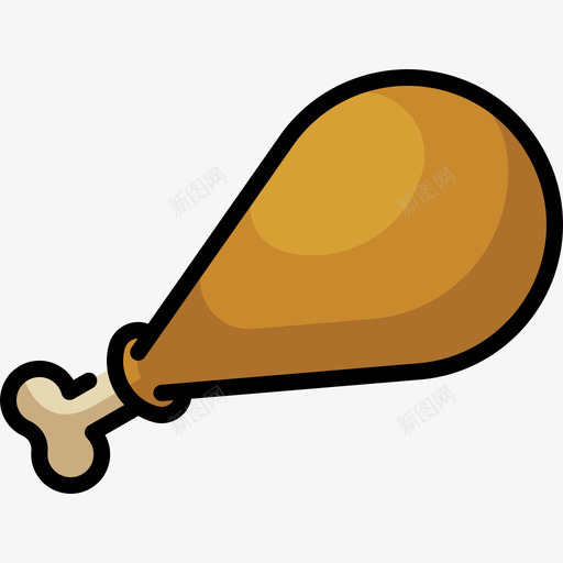 鸡腿食品甜点2原色图标svg_新图网 https://ixintu.com 原色 食品甜点2 鸡腿