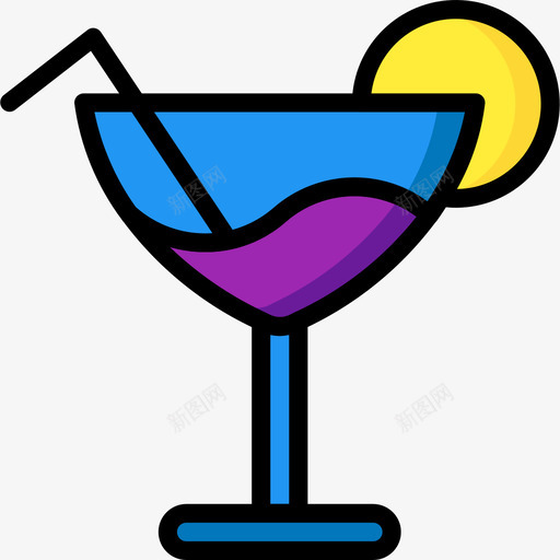 鸡尾酒杯厨房用品线性颜色图标svg_新图网 https://ixintu.com 厨房用品 线性颜色 鸡尾酒杯