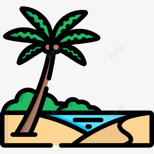 绿洲沙漠5线性颜色图标svg_新图网 https://ixintu.com 沙漠5 线性颜色 绿洲