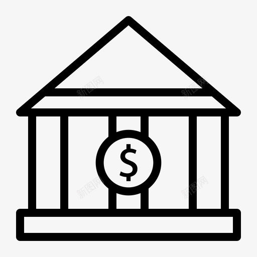 美元银行建筑图标svg_新图网 https://ixintu.com 建筑 投资 美元 金融 银行