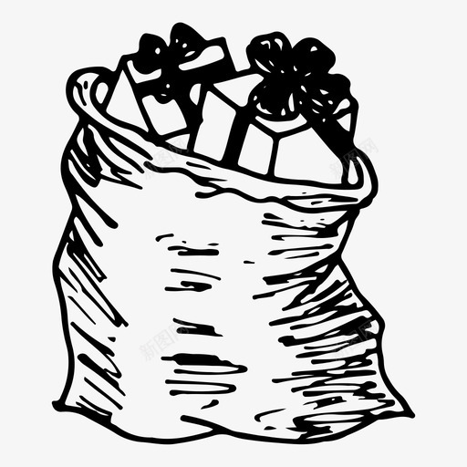 礼品袋手绘素描图标svg_新图网 https://ixintu.com 手绘 礼品袋 素描