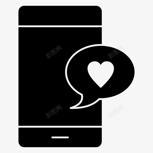 爱聊心手机图标svg_新图网 https://ixintu.com 心 手机 爱情和婚礼 爱聊