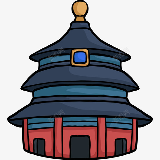 天坛世界的纪念碑色彩图标svg_新图网 https://ixintu.com 世界的纪念碑 天坛 色彩