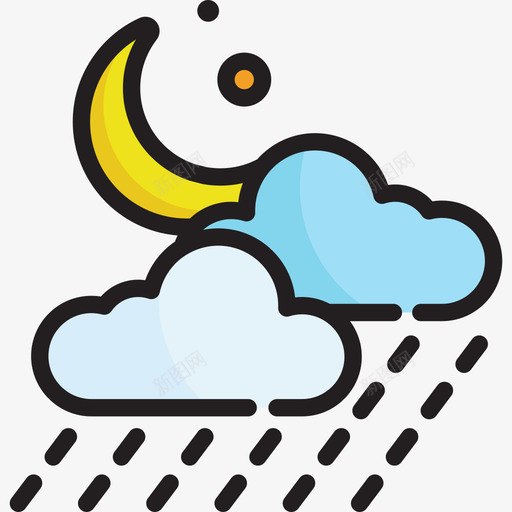 夜雨天气51线颜色图标svg_新图网 https://ixintu.com 夜雨 天气51 线颜色