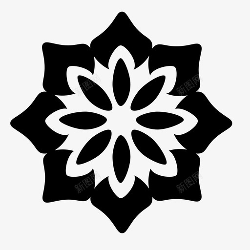 曼陀罗花莲花图标svg_新图网 https://ixintu.com 曼陀罗 瑜伽 花 莲花
