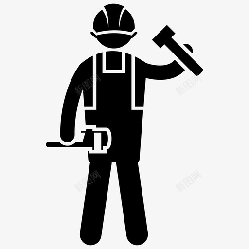 机械师工程师勤杂工图标svg_新图网 https://ixintu.com 修理工 勤杂工 工程师 建筑工人字形图标 技术员 机械师